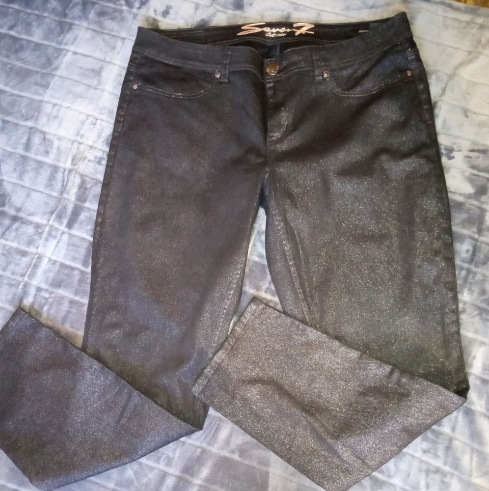 Seven7 Sparkly Black Skinny Stretch Jeans